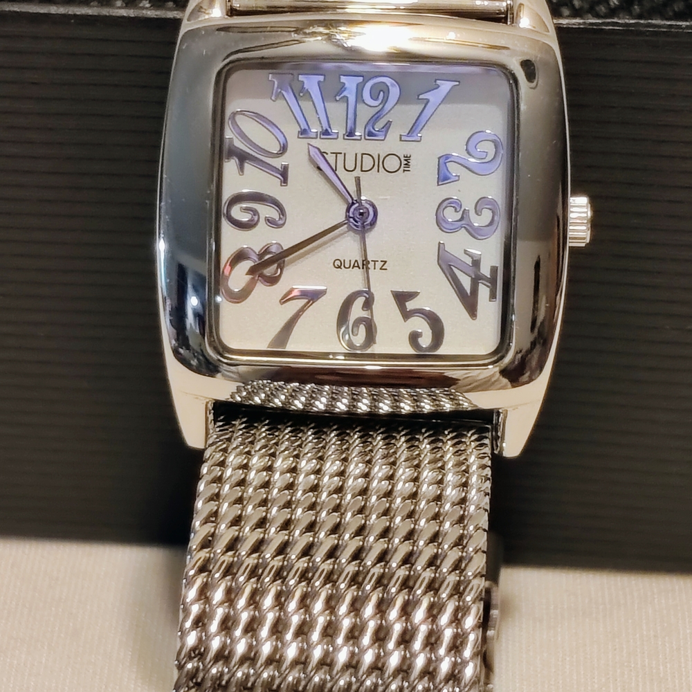 Studio Time Women's Silver Quartz Watch With Silver Mesh Strap